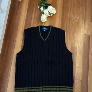 J. Crew Men's V-Neck Sweater Vest in Black and Olive